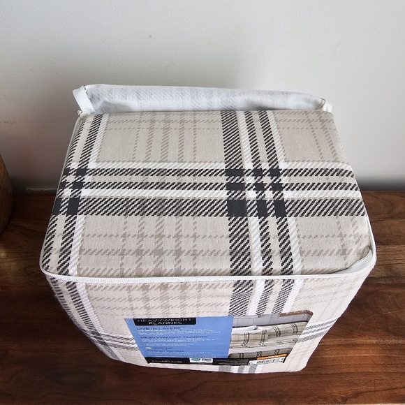 🛏️ Cuddl Duds Heavyweight Flannel 100% Cotton Sheet Set Full Size Neutral Plaid - Picture 3 of 8
